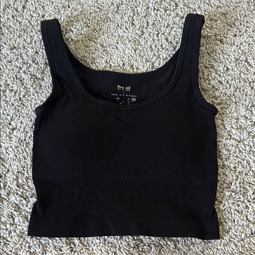 Black Ribbed Tank Top (Built in Pads)